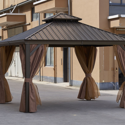 Steel Gazebo with Hard Top