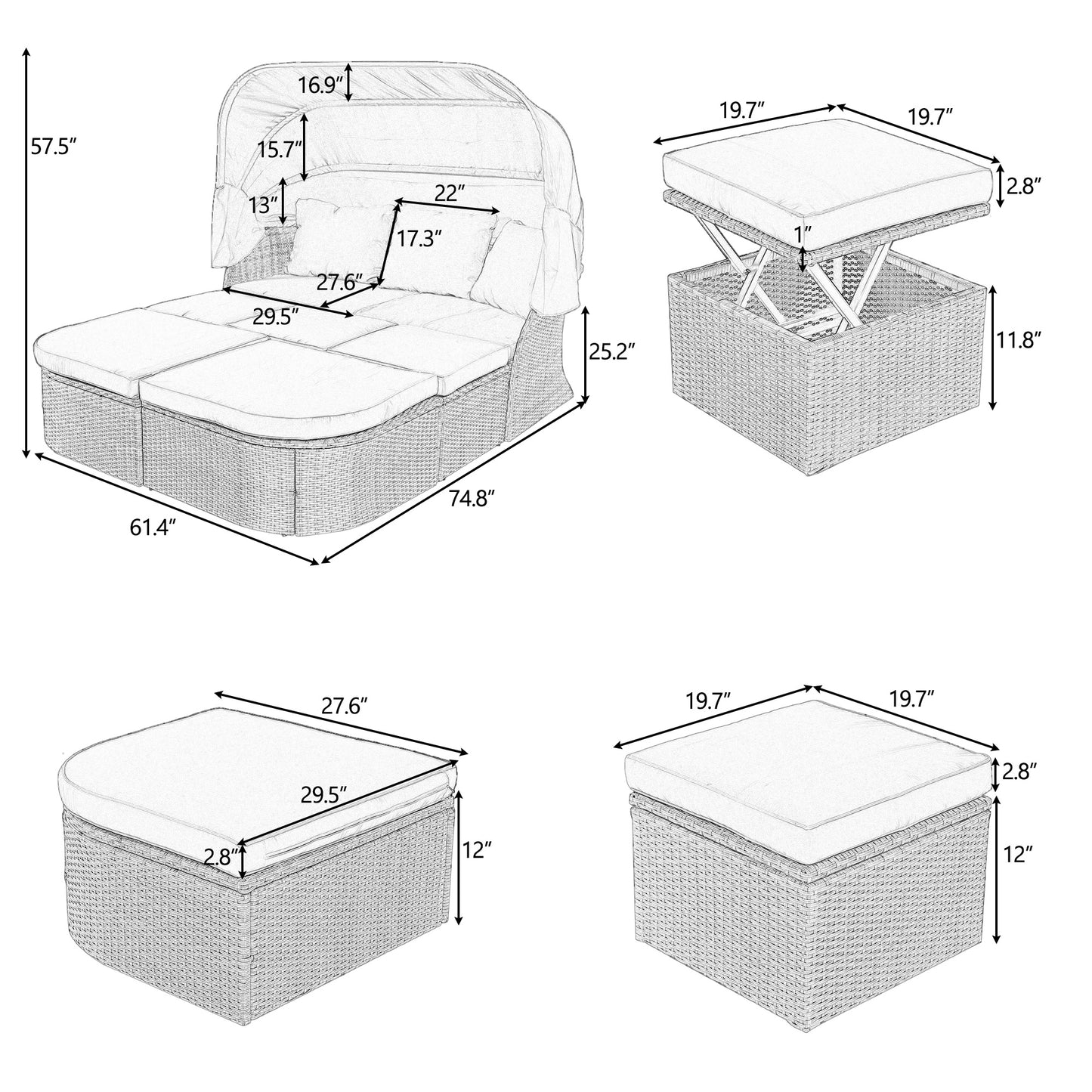 Daybed With Retractable Canopy