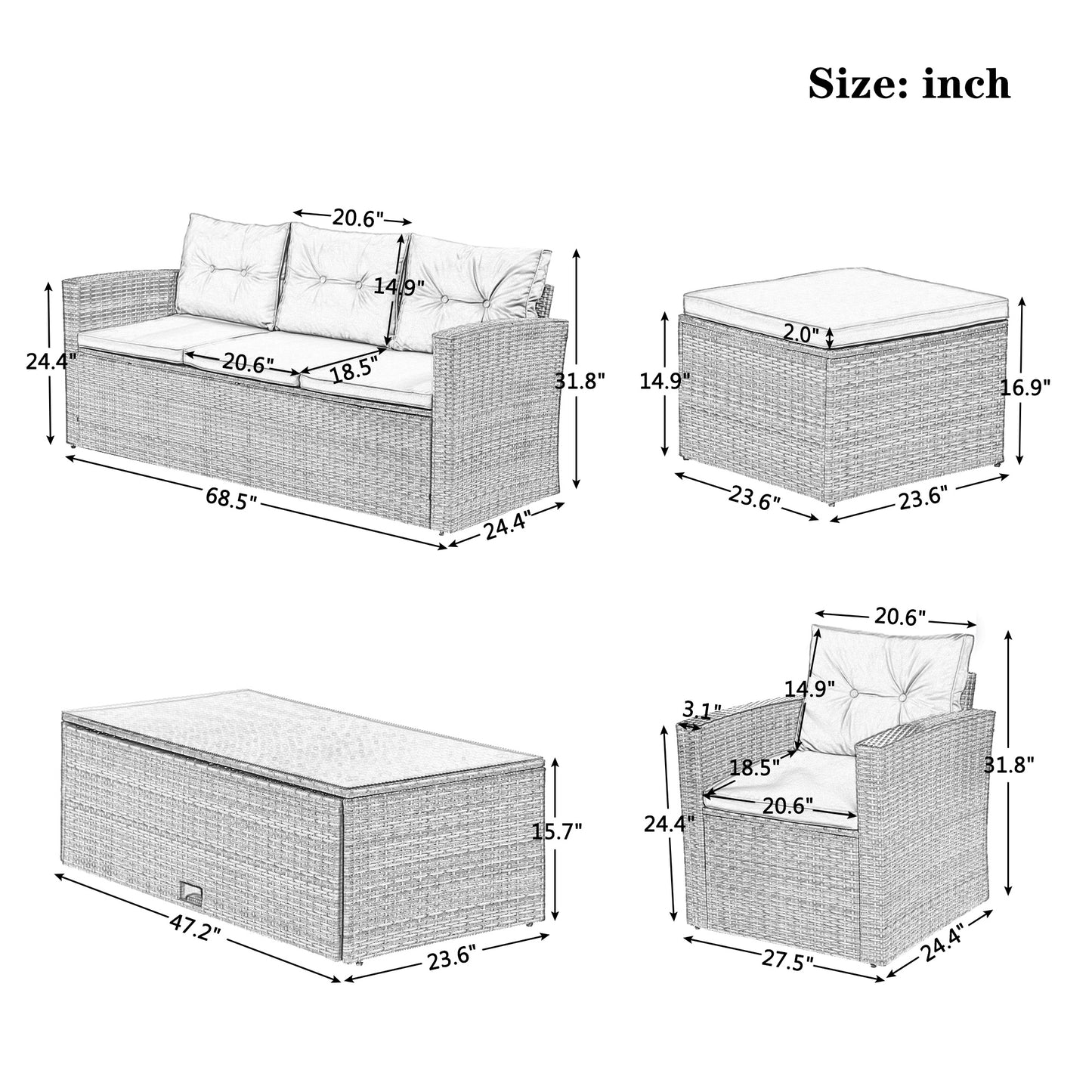 6-Piece All-Weather Wicker Set