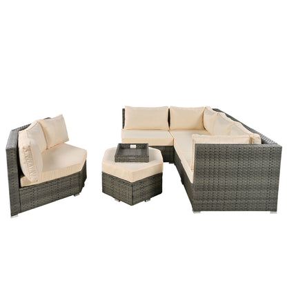 U-Style Patio Furniture Set, 6 Piece Outdoor Conversation Set