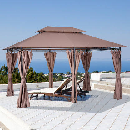 10' x 13' Patio Gazebo, Outdoor Gazebo Canopy Shelter with Curtains.