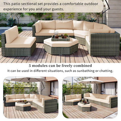 U-Style Patio Furniture Set, 6 Piece Outdoor Conversation Set