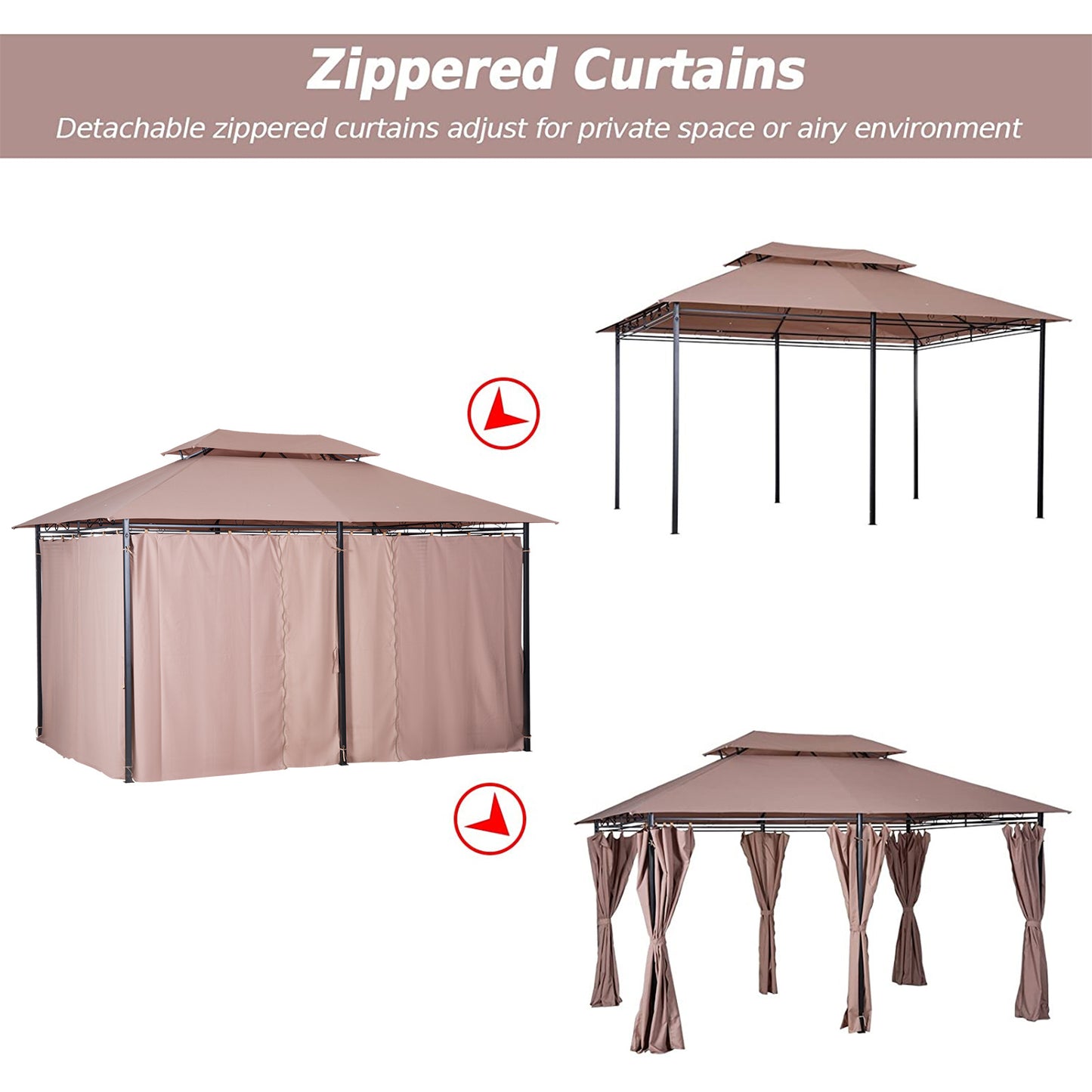 10' x 13' Patio Gazebo, Outdoor Gazebo Canopy Shelter with Curtains.