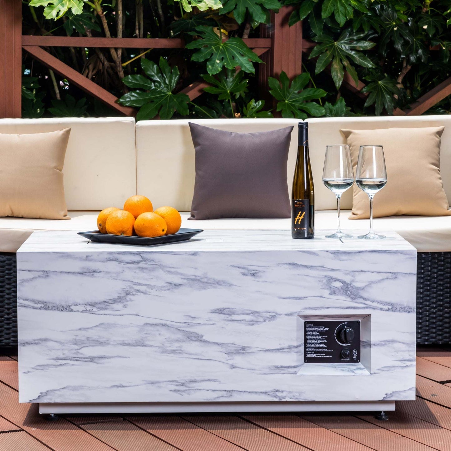 Marble Propane Fire Pit Table