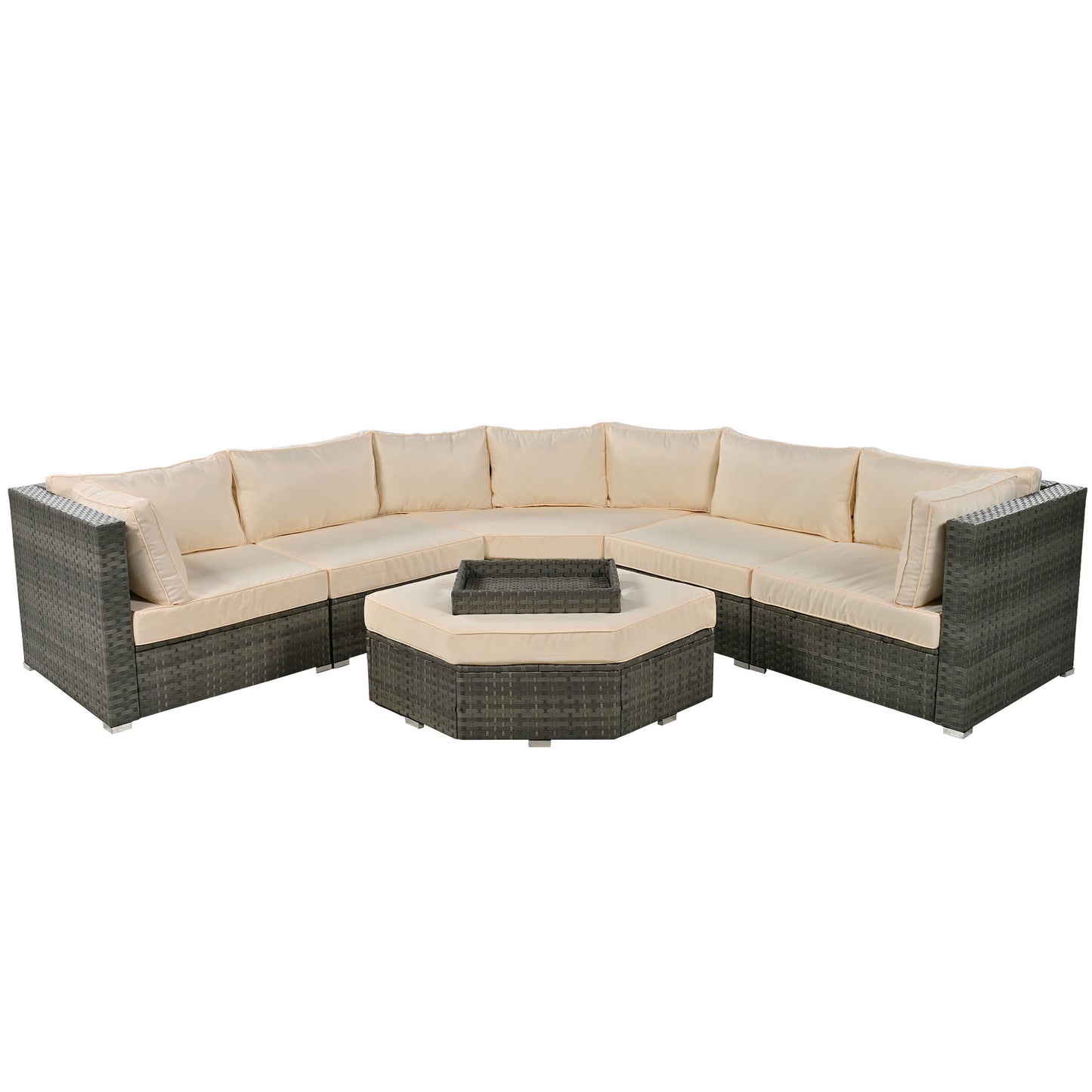 U-Style Patio Furniture Set, 6 Piece Outdoor Conversation Set