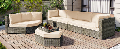 U-Style Patio Furniture Set, 6 Piece Outdoor Conversation Set