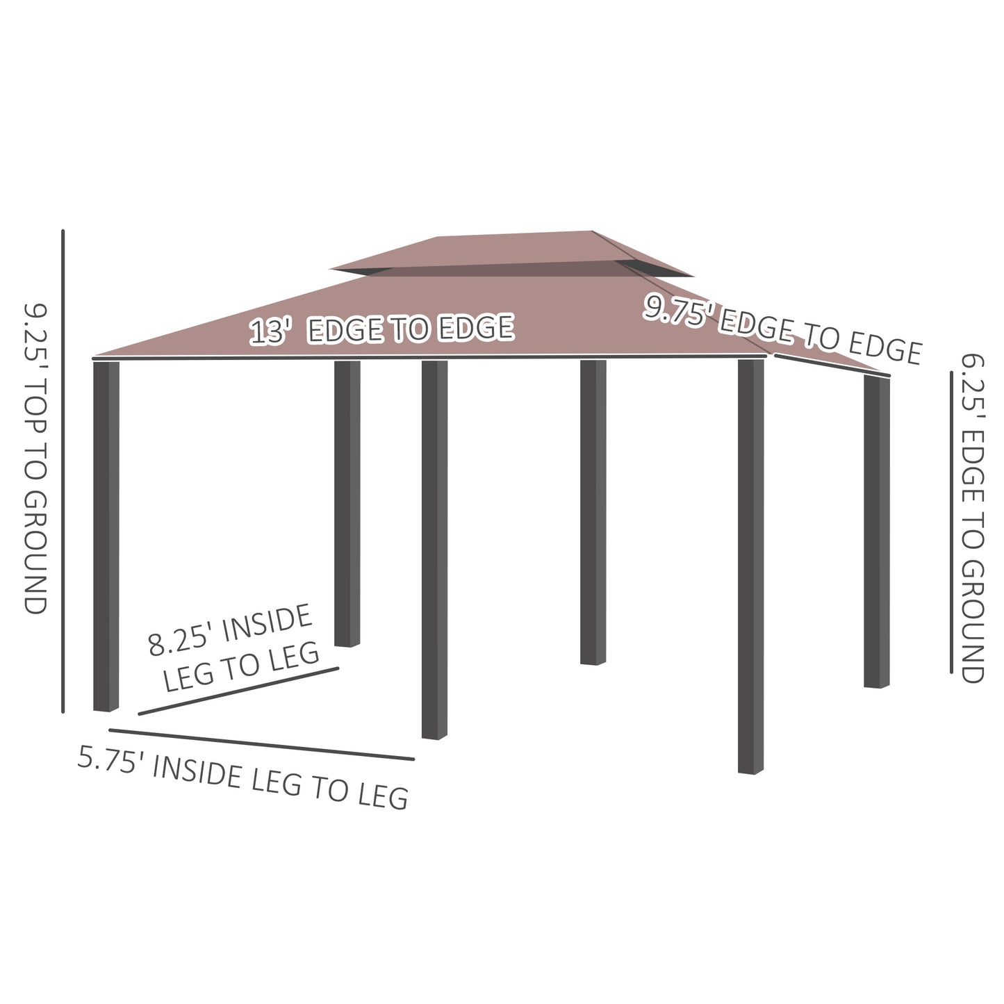 10' x 13' Patio Gazebo, Outdoor Gazebo Canopy Shelter with Curtains.